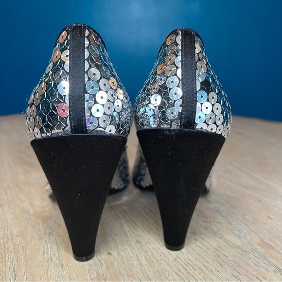 Marc by Marc Jacobs Sequin Peep Toe Pumps Satin Heels EU 40/US 9 - Picture 3 of 14